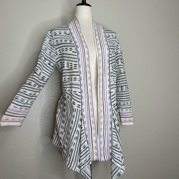 NIC + Zoe Shaded Stripes Drape Open Front Cardigan, Sz Small - Picture 2 of 12